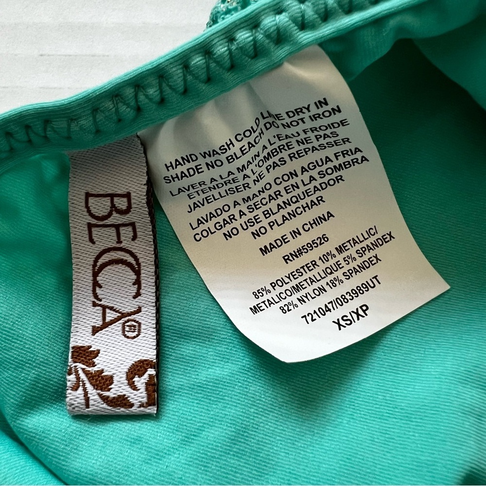 NWT Becca Network Metallic Mesh One Piece Swimsuit Bermuda Teal XS - Picture 13 of 15